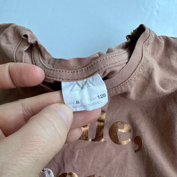 Zara Graphic Long Sleeve Top - Size 8 - Metallic Letters - Picture 2 of 4
